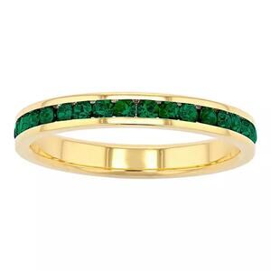 18k Gold Over Silver Birthstone Crystal Eternity Ring - Size 5